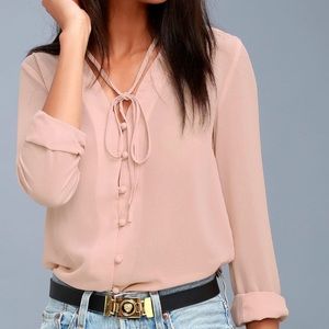 Lulus BLUSH PINK BLOUSE
